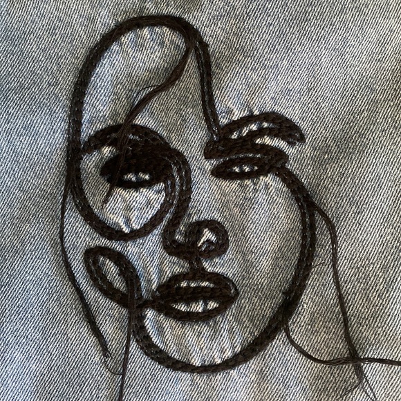 Line Art Boyfriend Jeans - Mid Blue - Picture 12 of 13